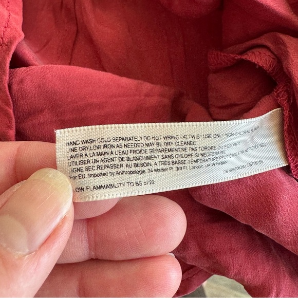 Anthropologie Floreat Silk Elegant Burgundy Spaghetti Strap Tann Top - Picture 9 of 12